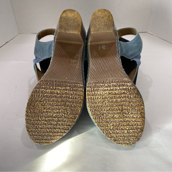 Good Choice Shoes Bandi Floral Cutout Slingback Block Heel Sandals Blue 7W - Picture 11 of 12